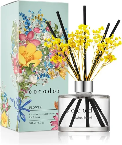Vista 9 de COCODOR - Difusor con flores reales preservadas, aceite de perfume de rosa y varillas de junco, de 6,7 onzas (200 ml), decoración para el hogar
