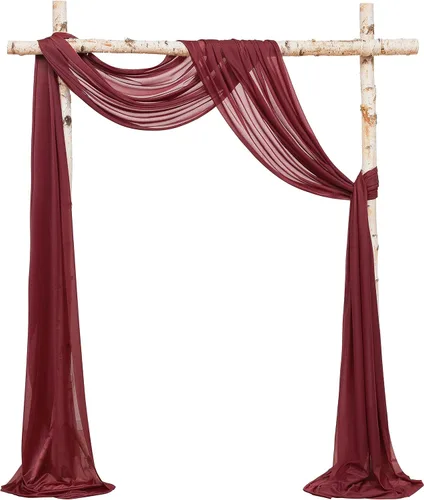 Vista 11 de Floroom Tela drapeada de arco de boda, 2 paneles de 19 pies, cortinas de tela de gasa blanca, decoración de ceremonia de boda, recepción