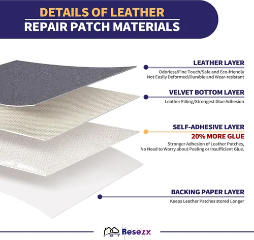 Vista 3 de Kit de cinta para reparación de cuero, parche autoadhesivo para muebles, sofá, asientos de automóvil, silla de oficina, kit de reparación de vinilo