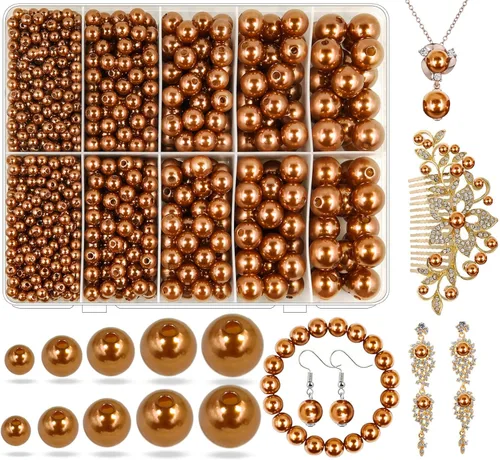 Vista 40 de Perlas de Perla Negra para Hacer Joyas, 1750 piezas de Perla Negra para Manualidades con Agujero de 4 mm 6 mm 8 mm 10 mm 12 mm Perla Espaciadora