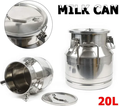Vista 2 de Latas de leche de 20L/5.25 galones-Barriles de transporte de leche de acero inoxidable, cubo de leche, jarra de aceite, barril de vino, barriles