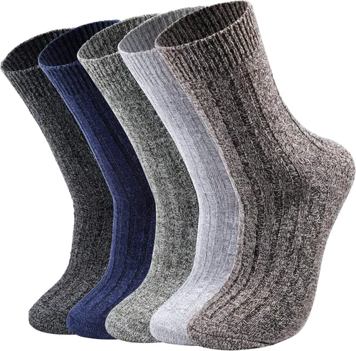 Nimalpal 5 Pairs Wool Socks - Wool Socks for Women Men Boot Socks Hiking Socks , Thick Knit Warm Long Socks