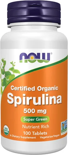 Tabletas de espirulina orgánica de Now Foods, 7.33739E+11, 100, 1, 1