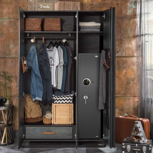 Vista 7 de Rifle Gun Safe, Quick Access Long Gun Safe, 5-6 Gun Metal Rifle Gun Security Cabinet for Rifle with/Without Scope with Separate Handgun Rest