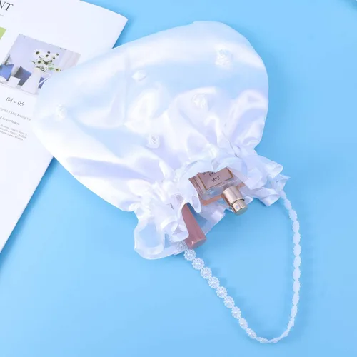Vista 3 de ULTNICE Bolsa de dinero de satén para novia, boda, bolso de fiesta (blanco), 1, Blanco