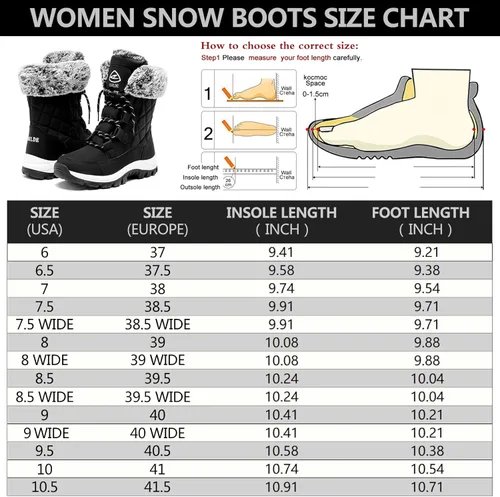Vista 2 de EARLDE Womens Snow Boot With Waterproof Lace Up Mid-Calf Outdoor Winter Deep Tread Rubber Sole