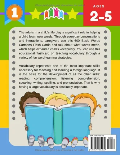 Vista 2 de 600 Tarjetas para Trabajar el Vocabulario Juegos Educativos de Preguntas Montessori para Niños Español Francés Easy learning basic words cartoon
