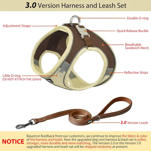 Vista 3 de AIITLE Arnés para perro, arnés sin tirones con correa, chaleco reflectante ajustable para perro, arnés para gatos a prueba de escape, caminar al