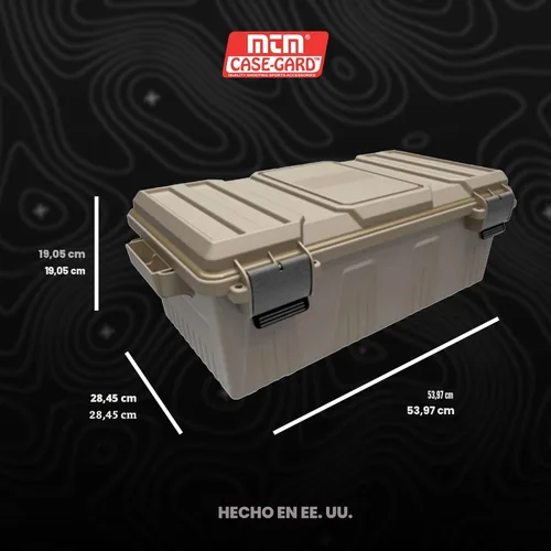 Vista 5 de MTM ACDC30, Caja de utilidades de munición dividida, resistente al agua, apilable, cierre de presión, fabricada en EE. UU., color tierra oscura