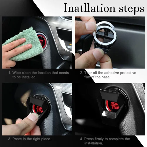 Vista 5 de Cubierta de botón de arranque/parada del motor Middrivr, control de potencia del coche de aleación de zinc de fibra de carbono, cubierta protectora