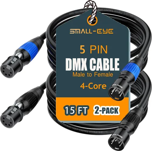 Vista 17 de SMALL-EYE - Cables DMX de 5 pines de 3 pies, paquete de 2 unidades, 4 núcleos macho a hembra