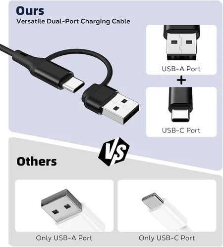 Vista 3 de MoKo Cargador de reloj Garmin 2 en 1, cable de carga USB-C compatible con Garmin Vivoactive 6/5, Fenix 8/7/6/5, Forerunner 970/570/965/265/255/165