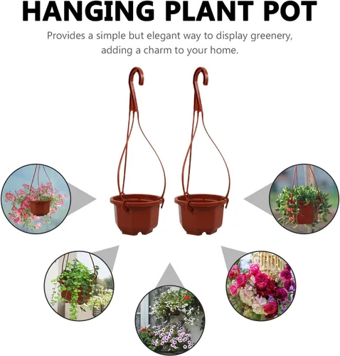 Vista 3 de DOITOOL Macetas colgantes de plástico con gancho para plantas Chlorophytum Octogonal Ventilado Root Plantador para Balcón Jardín Decoración