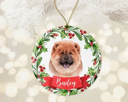 Personalized Chow Chows Dog Ornament, Custom Christmas Ornament, Christmas Ornament Gift, 2023 Christmas Ornament, Kids Christmas Ornament, First