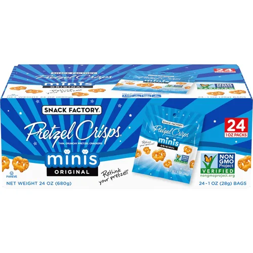 Vista 10 de Snack Factory Pretzel Crisps Sabor Original, Paquete de Snacks Tamaño Individual, 1.5 Oz (Paquete de 24)