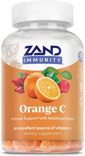 Gomitas de Vitamina C de ZAND Sabor Naranja, Suplemento de Bienestar e Inmunidad, Vitamina C Masticable con Bioflavonoides Cítricos, Escaramujos y