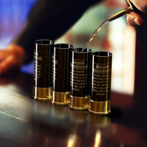 Vista 4 de 2nd Amendment - Juego de 4 vasos de chupito de calibre 12, propiedad y operación estadounidense, único patriótico