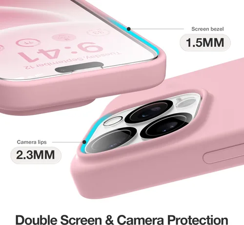Vista 867 de GONEZ Funda magnética para iPhone 14, compatible con Magsafe, con protector de pantalla + protector de cámara, forro de microfibra antiarañazos