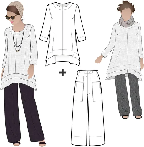 Style Arc Patrón de costura: pantalón y túnica de diseñador de margaritas (tallas 04-16)