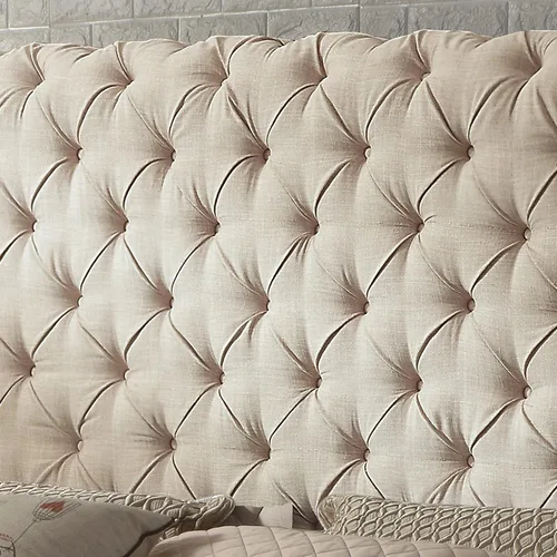 Vista 7 de Rosevera Gideon - Marco de cama tapizado de tela con cabecera ajustable, estilo Chesterfield, soporte de listones de madera, fácil montaje