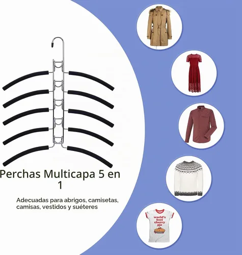 Vista 4 de Nature Smile Perchas de ropa para suéter sin hombros, múltiples capas que ahorran espacio para camisetas y blusas