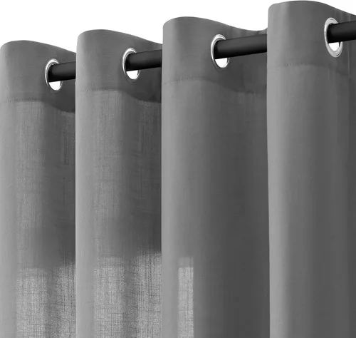 Vista 31 de Cortinas de lino verde aguamarina de 84 pulgadas de largo, 2 paneles para sala de estar y dormitorio, cortinas transparentes de filtrado de luz