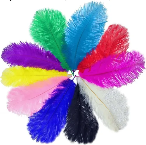 10 plumas de avestruz coloridas a granel largas de 6 a 8 pulgadas (5.9-7.9 in) plumas naturales para manualidades, máscaras de carnaval, decoración