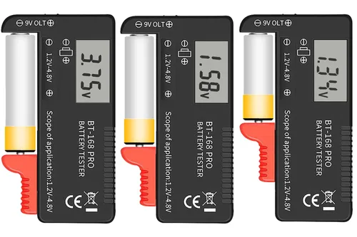 Comprobador de batería digital LCD universal para pilas AA AAA 1.5V 3.7V o 1.2~4.8V 9V, probador de nivel de vida de batería doméstica medidor de
