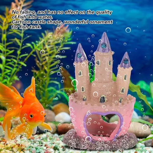 Vista 2 de Decoraciones para peceras pequeñas, decoraciones de pecera de sirena, castillo de peces para acuario, decoración de castillo de resina de acuario