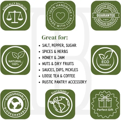 Vista 6 de Azucarero decorativo de madera y cuchara con tapa, boca ancha, tarro de dulces para especias, condimentos, frutos secos, recipiente para servir