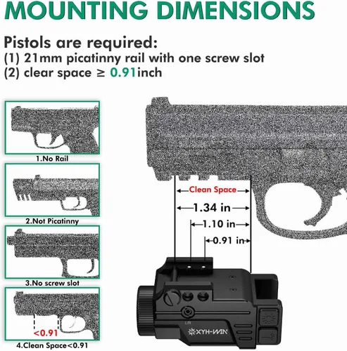 Vista 5 de Combo láser de luz de 600 lúmenes con función estroboscópica, mira láser azul de carcasa de aluminio y luz de arma para pistola se adapta a riel