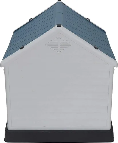 Vista 7 de Casa de plástico resistente al agua para perros pequeños a grandes, refugio para cachorros de interior con rejillas de ventilación y piso elevado