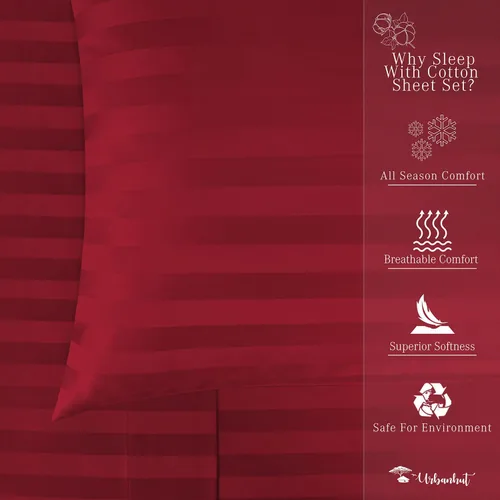 Vista 50 de URBANHUT Juego de sábanas de algodón egipcio de 1000 hilos tamaño completo, 4 piezas, suaves y transpirables, sábanas de hotel de lujo que se