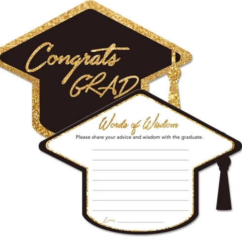 Yuzi-n Tarjetas de consejos de graduación para el graduado (paquete de 50), suministros de decoración de juegos de fiesta de graduación de escuela