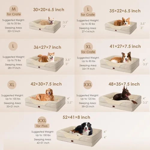 Vista 5 de EHEYCIGA Cama ortopédica para perros medianos, sofá de espuma viscoelástica de 30 x 20 x 6.5 pulgadas con lados, forro impermeable y funda extraíble