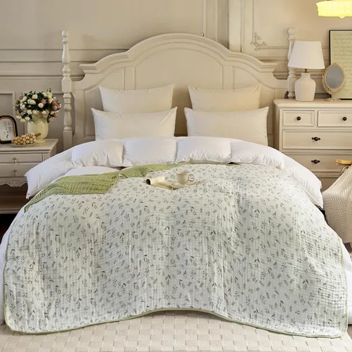 Vista 23 de SANACYNA Manta de muselina 100% algodón de 6 capas de gasa, ligera, suave y transpirable, para sofá y cama, ambos lados