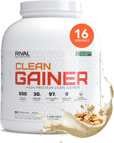 Rival Nutrition Clean Gainer Proteína en Polvo – 5LB Cereal de Tostadas de Canela – Alta Proteína para Masa Magra y Ganador de Peso | 550 Calorías,