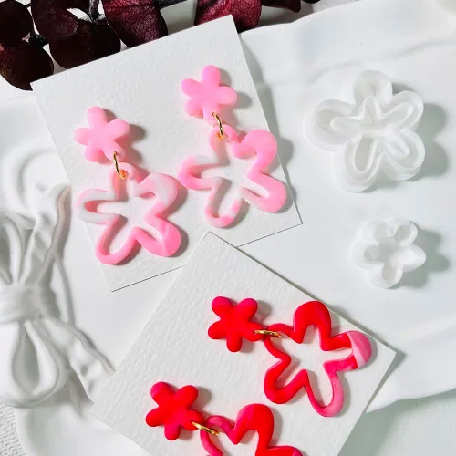 Vista 5 de 2 cortadores de arcilla polimérica de flores, cortadores de aretes de arcilla floral para joyas de primavera, lindas herramientas de arcilla