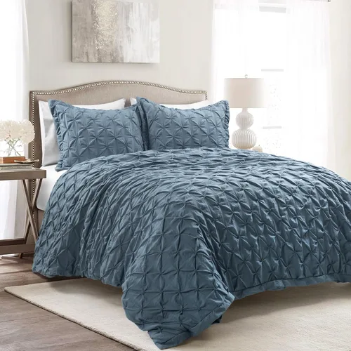 Vista 10 de Lush Decor Ravello - Juego de funda de edredón con textura de 3 piezas de lujo, decoración tradicional de dormitorio inspirada en glamour y granja