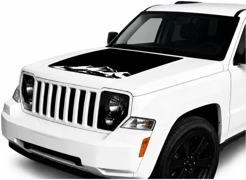 Calcomanía de vinilo con diseño de rayas opacas con diseño de rayas negras o negras compatibles con Jeep Liberty 2008-2014 (estilo 5, negro Negro