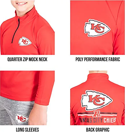 Vista 6 de Ultra Game - Camiseta juvenil NFL oficial con cremallera de un cuarto y manga larga súper suave Color del