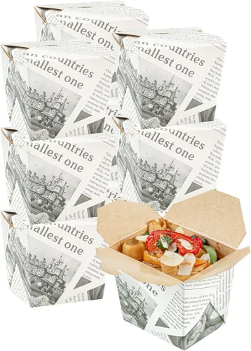 Vista 35 de Restaurantware -Cajas de comida para llevar de 8 onzas, 200 cajas desechables de alimentos para llevar, con bloqueo de pestañas, apilables, cajas