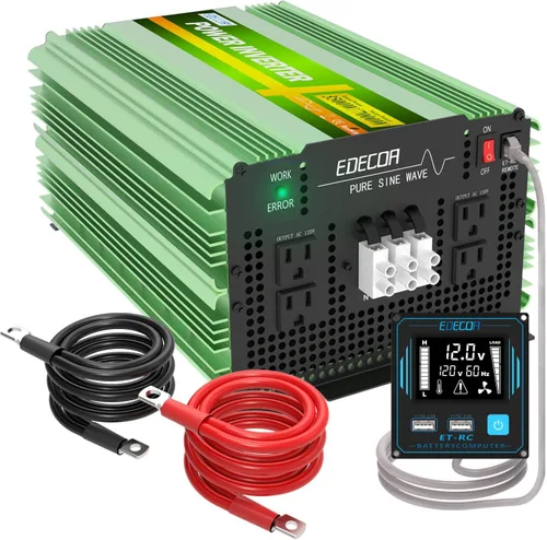 EDECOA Inversor de onda sinusoidal pura de 3500 W CC 12 V a 120 V 110 V CA convertidor de corriente alterna para automóvil, caravana, autocaravana