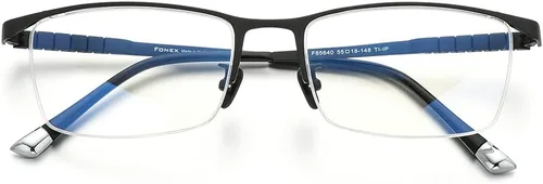 Vista 4 de FONEX Marco de gafas de titanio para hombres, gafas cuadradas lentes ópticas completas F85641