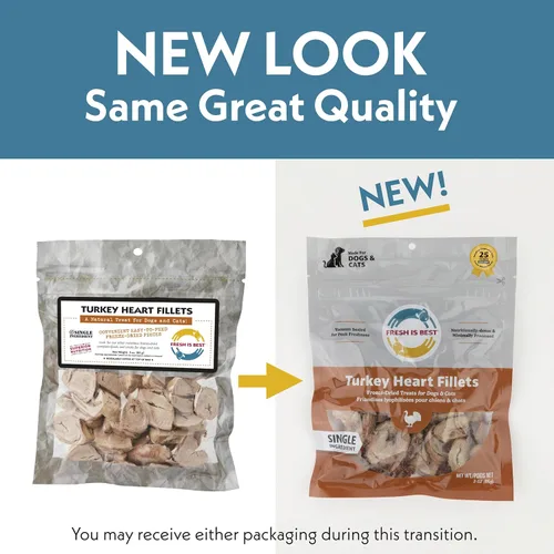 Vista 2 de Fresh Is Best Golosinas liofilizadas de filetes de corazón de pavo para perros – Golosinas crudas liofilizadas para perros y gatos en bolsa