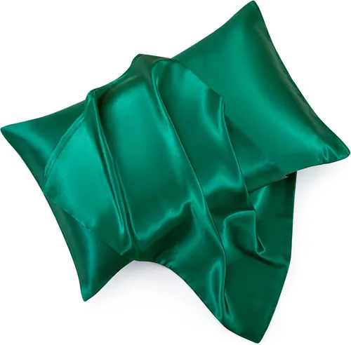 Vista 18 de Juego de 2 fundas de almohada de satén negro estándar con cierre de sobre, funda de almohada de seda negra para cabello y piel (20 x 26 pulgadas)