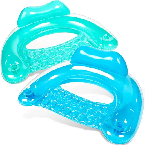 Vista 13 de SLOOSH Inflatable Pool Floats Adult,2 Pack Pool Chairs with Cup Holders,X-Large Blow up Floats Chair,Hammock Noodle Mat for Relaxing Summer Water