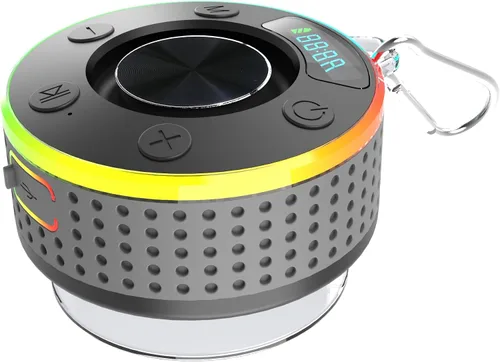 Vista 8 de Donerton Bluetooth Shower Speaker, Portable Bluetooth 5.4 Speaker with 360°HD Stereo Sound and Robust Bass, IPX7 Waterproof Speakers, LED Light Star
