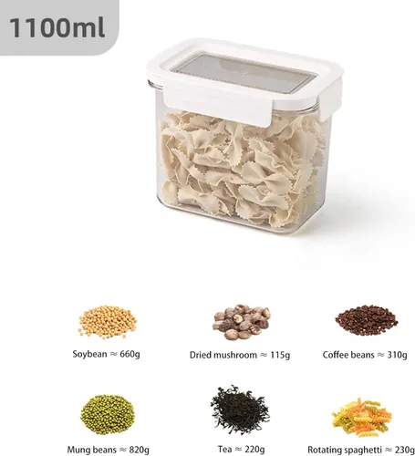 Vista 6 de Recipientes herméticos de almacenamiento de alimentos, recipiente hermético transparente de 2.3 l con tapas para granos, azúcar, harina, arroz