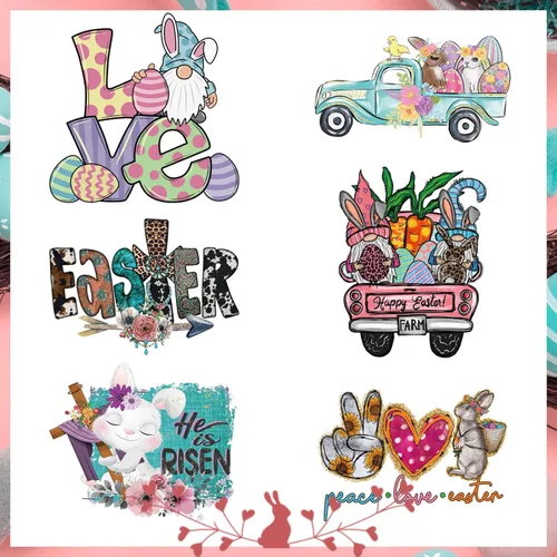 Vista 9 de Calcomanías termoadhesivas de San Valentín, 6 hojas de bonitos patrones de San Valentín para transferencia de calcomanías para mujeres y niñas